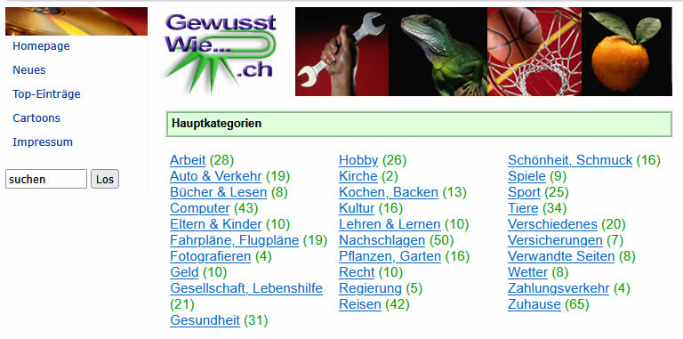 Screenshot alte Website